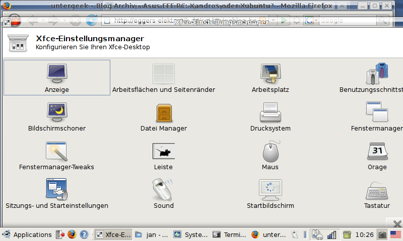 Xubuntu-Einstellmöglichkeiten