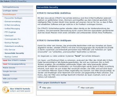 Screenshot: So schaltet man die ServerSide Antispam ab. 