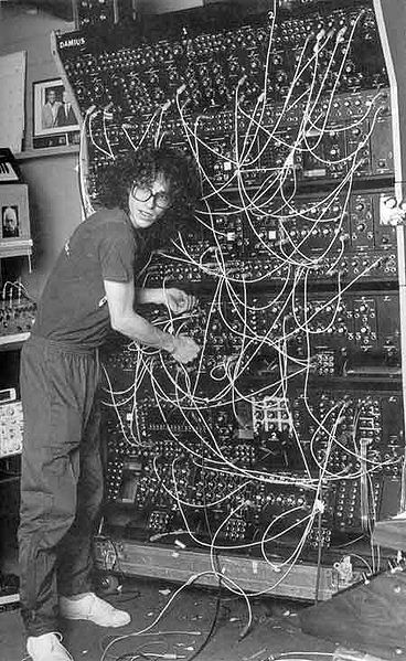 Steve Porcaro (Toto) and his  massive modular synthesizer. (CC BY jamesthephotographer via Wikimedia Commons)