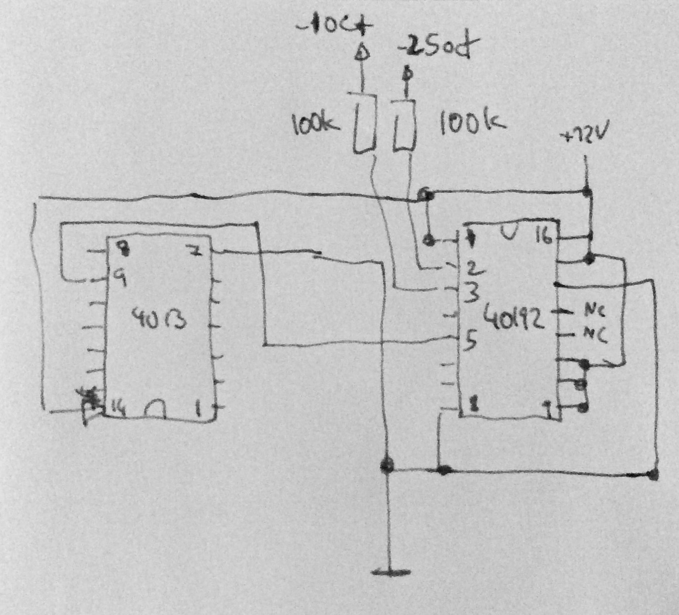 Circuit diagram with 40192