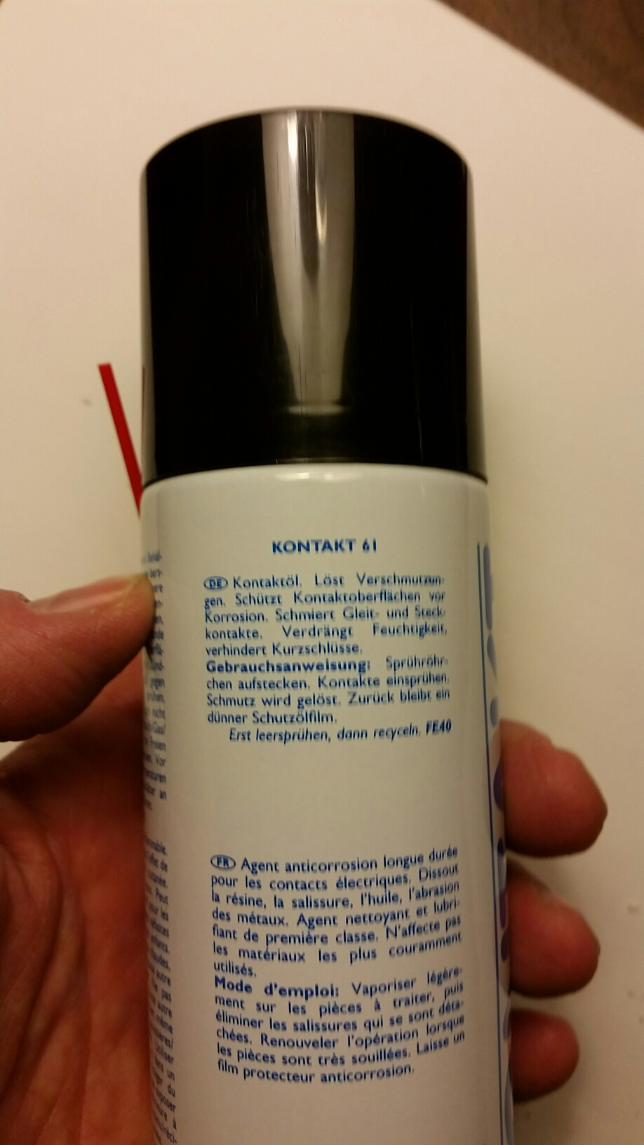 Kontakt-61. Text on can reads: Protects contacts from corrosion, lubricates pickup contacts.