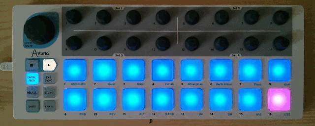 Arturia Beatstep in Sequencer Mode (animated GIF)